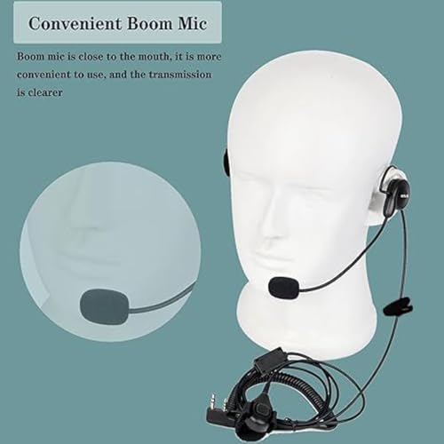 Retevis Behind Head Walkie Talkie Headset, for RT22/RT68/RT21/H777/RT68H | with Boom Mic, Compatible with Pxton, Baofeng, Kenwood Walkie Talkie, Two Way Radio Headset with Finger PTT(1 Pack)