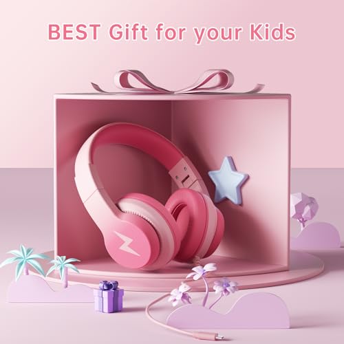 Candy Bila USB C Kids Headphones for School,Wired Over-Ear for Boys Girls | 85dB Safe Volume, Stereo Sound, Adjustable headband, Foldable ,Compatible USB-C Plug iPads,Tablets, Laptops, Light Pink - color: Light Pink