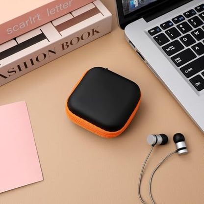 Mini EVA Headphone Case with Smooth Zipper for Travel Storage - color: Orange