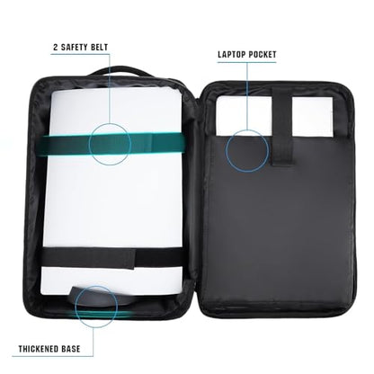 GDNasist Game Console Backpack for PS5, Protective Carrying Case Compatible with Playstation5 Console, Base, 15.6”Laptop, Headset, PS5 Controller, More Game Discs, and Gaming Accessories - style: Side-opening Style