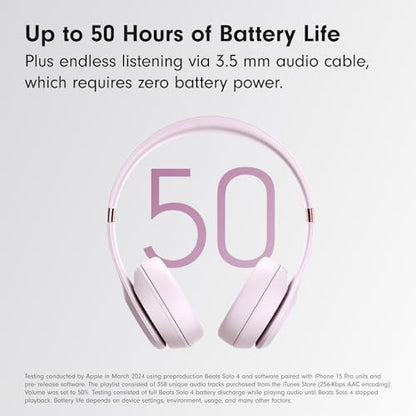 Beats Solo 4 - Wireless On-Ear Bluetooth Headphones, Up to 50-Hour Battery Life, Ultra-Lightweight Comfort, Powerful and Balanced Sound, Apple & Android Compatible - Cloud Pink - color: Cloud Pink, style: Standalone