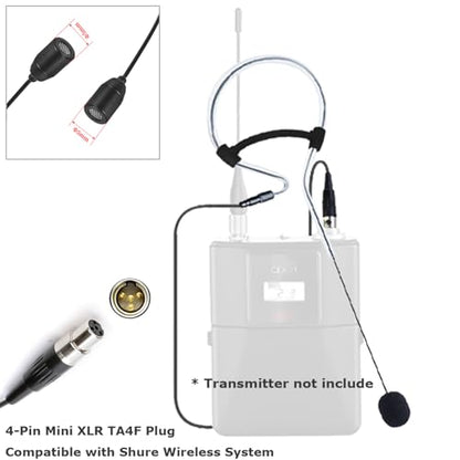 Black Single Earset Headset Microphone Compatible with Shure - style: Mini XLR TA4F Plug Compatible with Shure Only