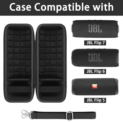 co2CREA Hard Travel Case for JBL Flip 7/6/5/4 Speaker, Black - color: Black Case + Inside Black