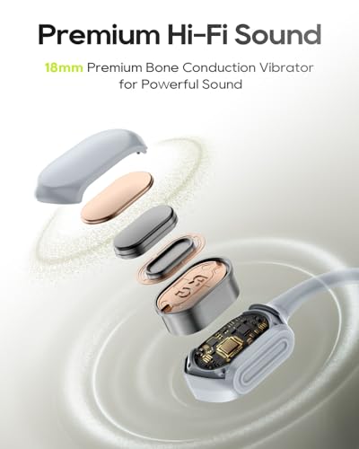 aigo Bone Conduction Headphones for Swimming, GS08MAX Open-Ear Headphones Hybrid Bone Air Conduction Earbuds IP68 Waterproof with 32GB MP3, Bluetooth 6.0 Wireless, 8H Battery