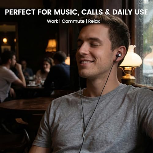 HIFI WALKER A1 Wired Earbuds with Microphone, Hi-Res 3.5mm Headphones Wired with Volume Control, Clear Calling Metal in-Ear Earphones for PC, Laptop, Tablet, Smartphone, Gaming - size: 3.5mm with Mic