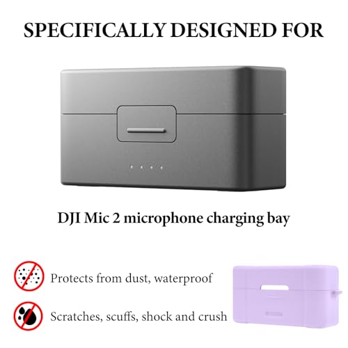 Geekria for Creators Microphone Case Cover Compatible with DJI Mic 2 Charging Case, Mic Silicone Protective Case Skin, Soft Microphone Travel Charging Case Sleeve (Purple) - color: Purple
