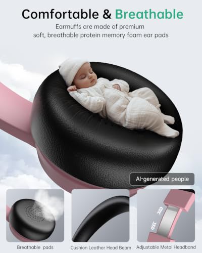 AOC Wireless Headset with Mic for Work, AI Noise Cancelling, Bluetooth | AI Noise Cancelling Mic, Bluetooth 5.3, USB-A/C Dongle Included, Mic Mute, Compatible with PC, Laptop & iPhone - color: Pink Black