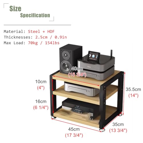 UrbanUp Audio Cabinet Rack Small Space Saving Stereo Cabinet Audio Rack Tower, Lightweight AV Media Stand for Electronics, Wood Texture Router Modem Organizer(3 Tier) - size: 3 Tier