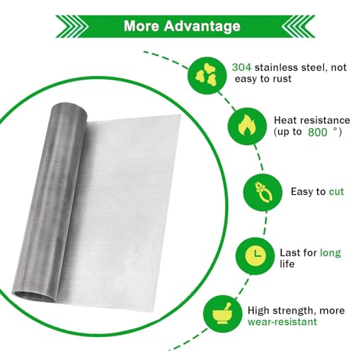 Stainless Steel Wire Mesh Screen 15.7"x78.7", 1mm Hole 20Mesh Never Rust | Sturdy and Heat Resisting Metal Mesh Sheet, 0.3mm Fine Wire Easy to Cut for Vent, Window Screen, Rodents, Cage, DIY