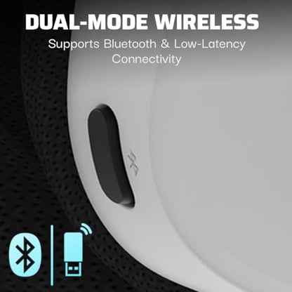 PDP Phantom Air Dual-Mode Wireless Gaming Headset for PlayStation: PS5, PS4, PC, Bluetooth Compatible, Rechargeable 35-Hour Battery, 50mm Drivers, On-ear Headphone Controls, Officially Licensed, White - color: White, style: PlayStation