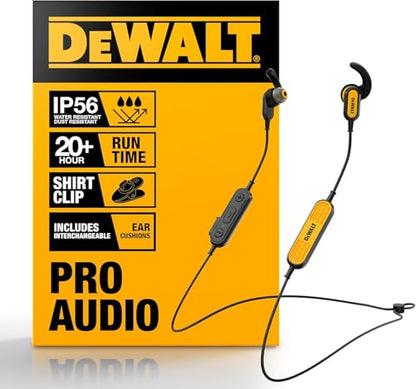 DEWALT Heavy Duty Neckband Bluetooth Earbuds, Wireless Bluetooth 5.2 | Headphones w/Microphone, Lightweight Comfort, IP56 Waterproof, Deep Bass Strong Beat, 20H Playtime, Jobsite Behind-Neck - color: Yellow-1