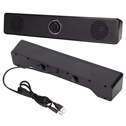 E 350TS USB Powered Computer Soundbar with Volume Control for Desktop PC Laptop Tablet, Surround Sound for Gaming, Multiple Devices Compatible, Black