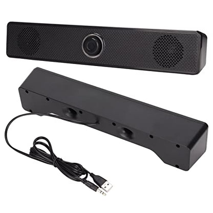E 350TS USB Powered Computer Soundbar with Volume Control for Desktop PC Laptop Tablet, Surround Sound for Gaming, Multiple Devices Compatible, Black