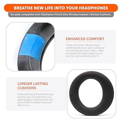 WC Freeze Pulse Elite - Cooling Gel Earpads for PS5 Pulse Elite | Made by Wicked Cushions | Thicker Cushion & Wider Opening | Black - color: Black