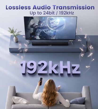 HDMI eARC Audio Extractor, ARC/eARC to HDMI Audio Converter with CEC Control, Support Dolby Atmos DTS-X 7.1 Surround Sound, TV Remote Control Volume & Power On/Off for Soundbar Amplifier (Black)