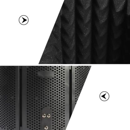 HANABASS Portable Folding Microphone Windshield Shield with Sponge and Metal Three Panels Combination, Sound Absorber Panel for Studio Recording and Broadcasting Room, Easy to Carry