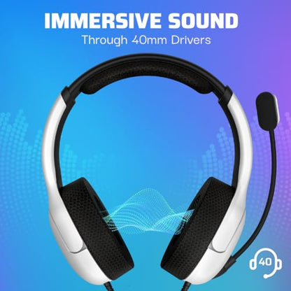 PDP AIRLITE Wired Stereo Gaming Headset, Officially Licensed by Sony PlayStation 5, PS5/PS4/PS3/PC, Lightweight Durable Headphones, 3.5mm audio jack, Noise-canceling Flip-to-Mute Mic, Frost White - color: Frost White, style: Wired
