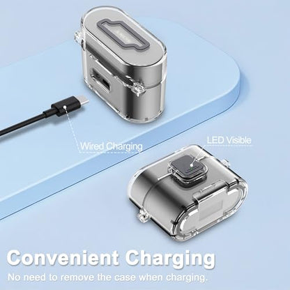 [with Safety Lock] for Sony WF-1000XM6 Case Cover, Soft TPU Clear Protective Earbuds Case with Cleaning Kit & Carabiner, Wireless Charging Headphone Accessories for Men Women(Clear) - color: Clear