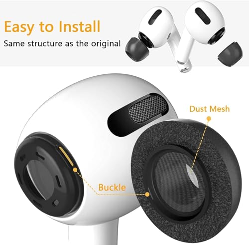 Premium Memory Foam Tips for AirPods Pro 1st&2nd Gen. No Silicone Eartips Pain. Anti-Slip Eartips. Fit in The Charging Case, 3 Pairs (Large) - size: Large