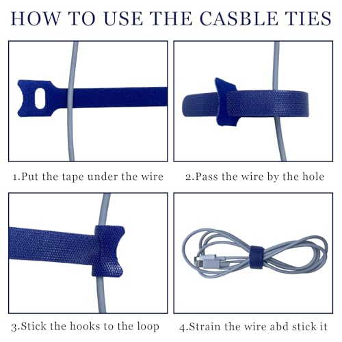 200PCS 6 Inch Cable Ties Reusable Fastener Straps Multi-Purpose Wire Ties Self-Gripping Cord Organizer Cord Wraps Adjustable Hook&Loop Cable Straps for Home,Office and Data Centers Cables Management - style: Style 2