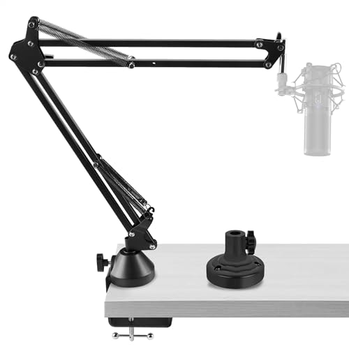 Geekria Adjustable Microphone Boom Arm Compatible with TONOR TC-777, TC30, TC40, TC-2030, Q9, ORCA001, Desk Mic Stand with Flange Mount for Podcasting, Streaming, Recording, Home Studio