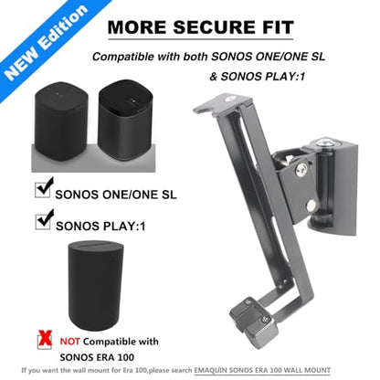 Wall Mount Bracket for SONOS ONE/SONOS ONE SL/SONOS Play 1 Speaker (Swivel and Tilt,Compatible with Both SONOS ONE/ONE SL/SONOS Play 1, Black Single pc) - color: BLACK, size: Single pc