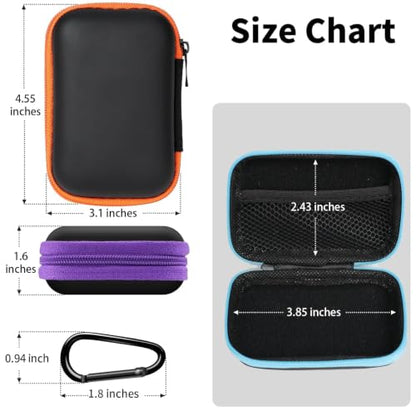 5 Pack Earbud Case Storage Bag with Carabiner, Rectangle - color: A4-Rectangle-green+blue+red+orange+purple
