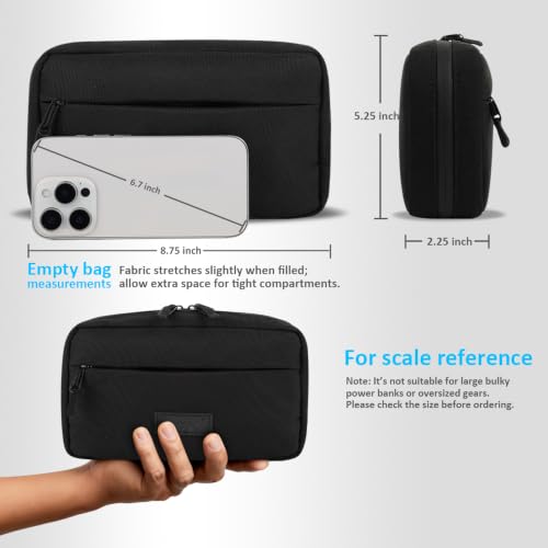 GOX Travel Cable Organizer Bag, Small Tech Pouch for Electronics, Black - color: Black
