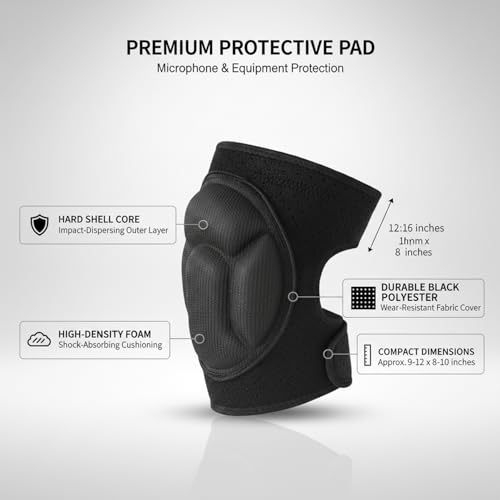 Hard Shell Pad with High-Density Foam for Microphone and Audio Gear, Black (1 Pack)