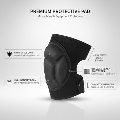 Hard Shell Pad with High-Density Foam for Microphone and Audio Gear, Black (1 Pack)
