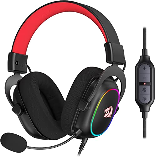 Redragon H510 Zeus-X RGB Wired Gaming Headset - 7.1 Surround Sound - 53MM Audio Drivers in Memory Foam Ear Pads w/Reliable Fabric Cover- Multi Platforms Headphone - USB Powered for PC/PS4/NS | Gaming Headset Breathable Fabric Removable Microphone Immersiv