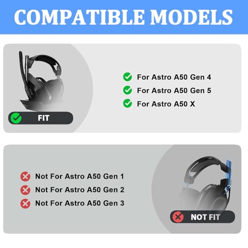 Adhiper Earpads &Headband for Astro A50 Gen 4 Gen5 A50X Headset,Cooling Gel | Mod Kit A50 Gen 4 Noise Cancelling Foam Ear Cushions,Durability Replacement Earpads,with 2 Headband,1 Pairs Earpads（Black） - color: Cooling Gel Black