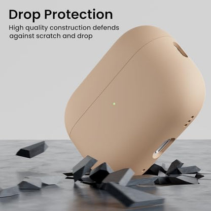 ORNARTO for AirPods Pro 2 Case, Hybrid Silicone, Nude Taupe | Hybrid Silicone Rubber, Front LED Visible, Wireless Charging, Skin-Friendly Soft Touch, Anti-Scratch, Detachable Lanyard - color: Nude Taupe