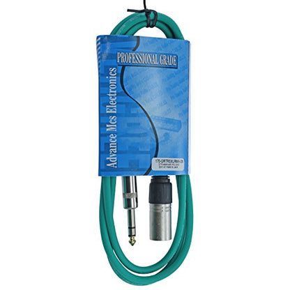 1/4" TRS to XLR Male Pro Audio Patch Cable Balanced and Shielded (6 ft Long, Green) - color: Green, size: 6 ft long