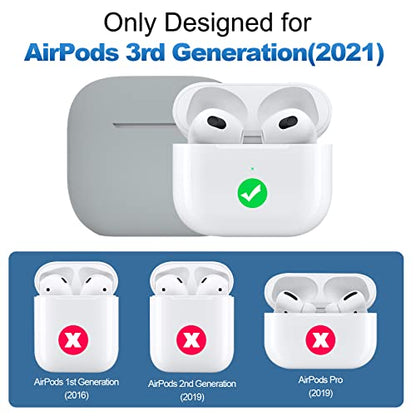 Compatible with AirPods 3 Case, Protective Silicone Cover for AirPods 3rd Generation Case 2021, Wireless Charging - Grey - color: C-Grey