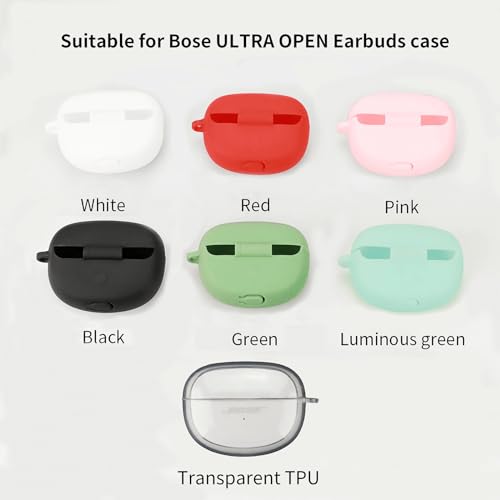 Silicone case for The New Bose Ultra Open Earbuds 2024, Shockproof case for Bose Ultra Open Earbuds 2024 with Carabiner and Wrist Strap. (Black) - color: Black