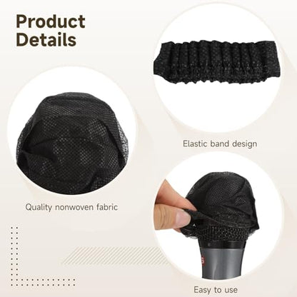 800Pcs Disposable Microphone Covers, Non-Woven Fabric Handheld Windscreen Foam Covers,Mic Cover with Elastic Bands, Universal Fit for KTV, Bars, Conferences, Performances and Recording Studios