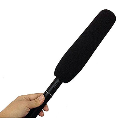 AKOAK 1pc x 12 cm Black Camera Microphone Windscreen Soft Foam Mic Cover Sponge for Shotgun Microphones for Audio-Technica, Azden, Ikegami, Panasonic, Schoeps, Shure, Sennheiser & Sony Mics