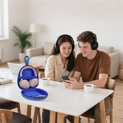 GWCASE Hard Shell Headphone Case with Secure Strap and Cable Pocket, Blue | 7.87 x 6.8 x 0.9 in Interior, Shock-Resistant EVA for Commuters, Students and Travelers, Fits Most Foldable Over-Ear Headphon - color: Blue