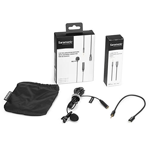 Saramonic LavMicro U1A Lavalier Lapel Microphone with Lightning for iPhone, or iPad with a Built-in 6.6-Foot (2m) Cable for Vlogging, Interviews, YouTube, TikTok, Live Streaming - style: Lightning - 6.6'