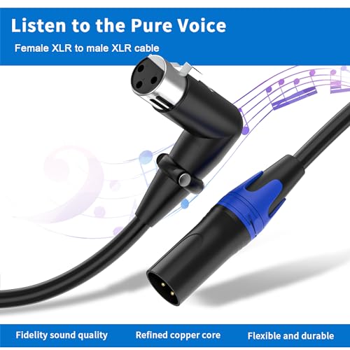 3.3FT 2 Pack XLR Right-Angle Male to Straight Female Microphone Extension Cable, for Powered Speakers,Audio Interface or Mixer for Live Performance & Recording - style: XLR Right-Angle Female to Straight Male 3.3 FT