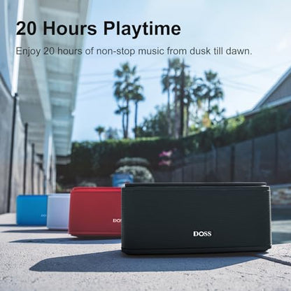 DOSS SoundBox Touch Wireless Bluetooth Speaker-12W HD Sound with Rich Bass | Portable & Small Design, IPX5 Waterproof, 20H Playtime, Handsfree, House, Office Desktop, Bedroom, Indoor Use, Black - color: Black