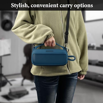 Geekria Silicone Speaker Case Cover Compatible with Bose SoundLink Plus, Protective Soft Skin, Replacement Portable Speakers Travel Carrying Sleeve with Shoulder Strap (Navy Blue) - color: Navy Blue