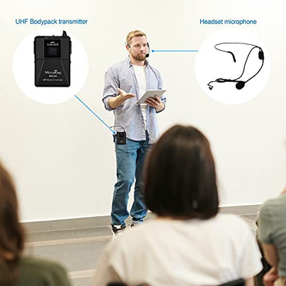 MicrocKing UHF Wireless Microphone System, 2 Handheld/2 Lavalier, Metal | UHF Cordless Mic Set Ideal for karaoke, party, wedding & concert. 2 handheld mics, 2 lav bodypacks, fixed freq, long range. - style: 2 Bodypack mics+2 Handheld mics