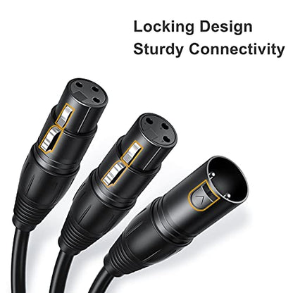 Balanced XLR Splitter Dual XLR Female to 1XLR 3Pin XLR Y-Split Patch Cable | 2XLR to 1XLR 3Pin Microphone Splitter for Studio Preamp,Equzalizer, speaker, Patch Bay, Studio Harmonizer, 1-feet - size: 1 Male XLR to 2 Female XLR, style: 2 Pack