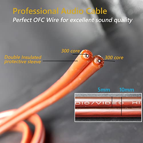 UCINNOVATE 2 Pack Audiophile Speaker Cable, 2X 4m High-end Pure Copper HiFi OFC Speaker Wire Cable with Gold-Plated Banana Plug, 4m 600 Strand 14 AWG Audio Cable for HiFi Speaker Home Theater 13.12FT - size: 2 Pack 13.12FT