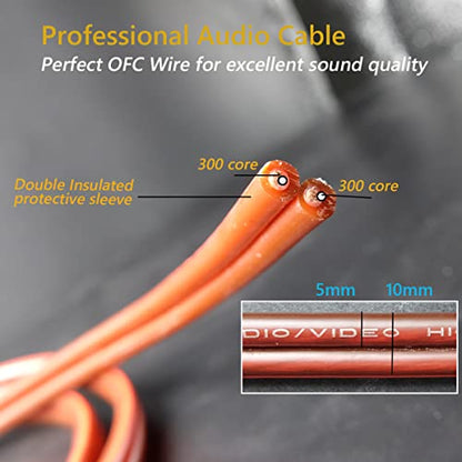 UCINNOVATE 2 Pack Audiophile Speaker Cable, 2X 4m High-end Pure Copper HiFi OFC Speaker Wire Cable with Gold-Plated Banana Plug, 4m 600 Strand 14 AWG Audio Cable for HiFi Speaker Home Theater 13.12FT - size: 2 Pack 13.12FT