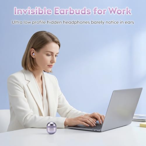 Mini Wireless Sleep Earbuds for Side Sleepers, 0.08oz Invisible Earbuds for Small Ears, Bluetooth 6.0 Sleep Headphones, No Alert Sounds, LED Display, Comfort Fit Earphones for Work, Travel