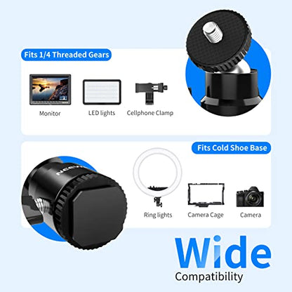 Neewer Mini Ball Head with Cold Shoe & 1/4” Screw, 2 Pack, 360° Swivel 90° Tilt Ballhead Camera Mount Hot Shoe Adapter for Camera, Camcorder, Smartphone, LED Video Light, Microphone, Ring Light, ST17 - style: ST17（2-Pack）