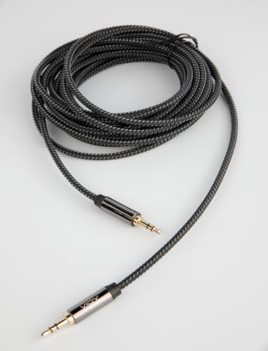 VIOY Aux Cable (30 ft), [Copper Shell, Hi-Fi Sound] 3.5 mm Male to Male Braided Auxiliary Cord Compatible with Headphone, Smartphone, Home/Car Stereo, Speaker, Echo & More - size: 30FT